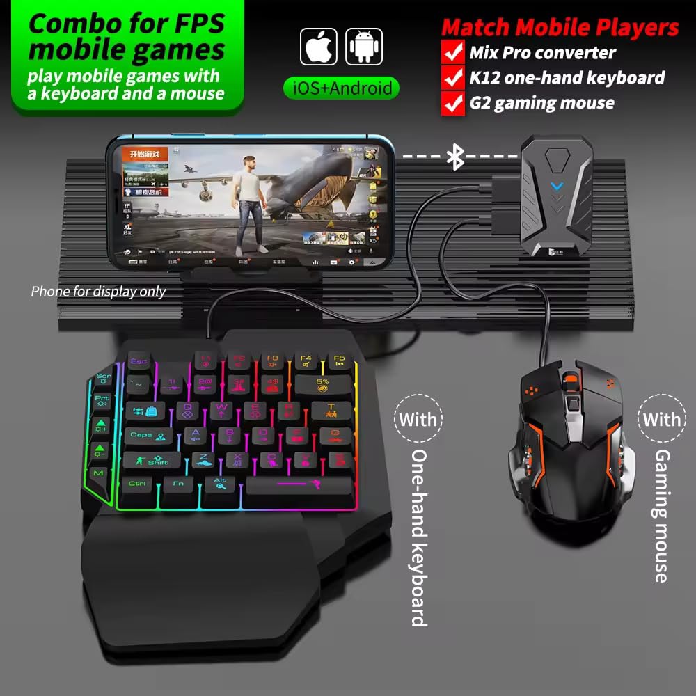 X2 Mobile Phone One Hand Gaming Keyboard and Mouse